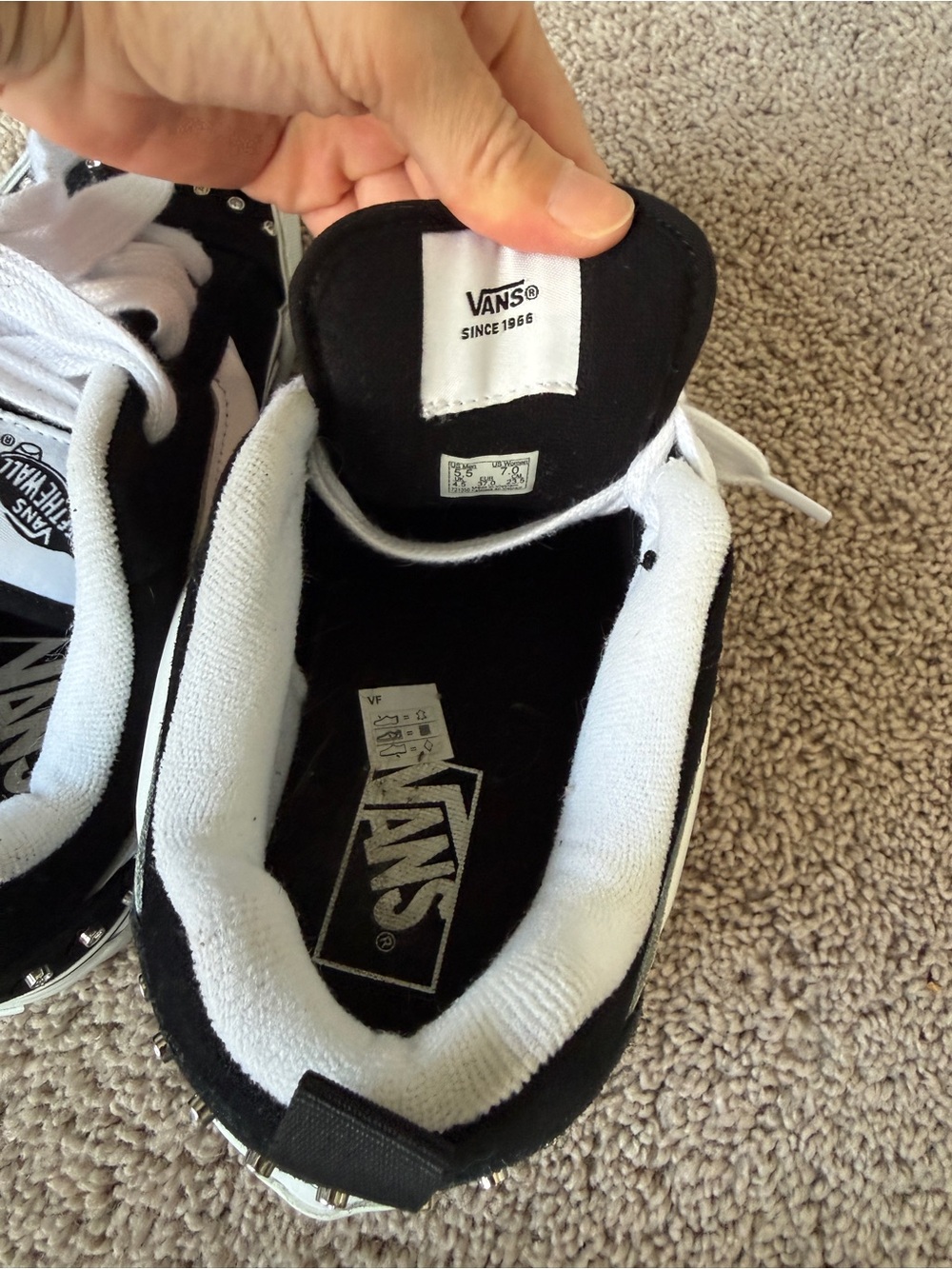 Vans Knu Skool Rhinestone chunky Black White Low-Top Sneakers with Stud Accents - Picture 13 of 13